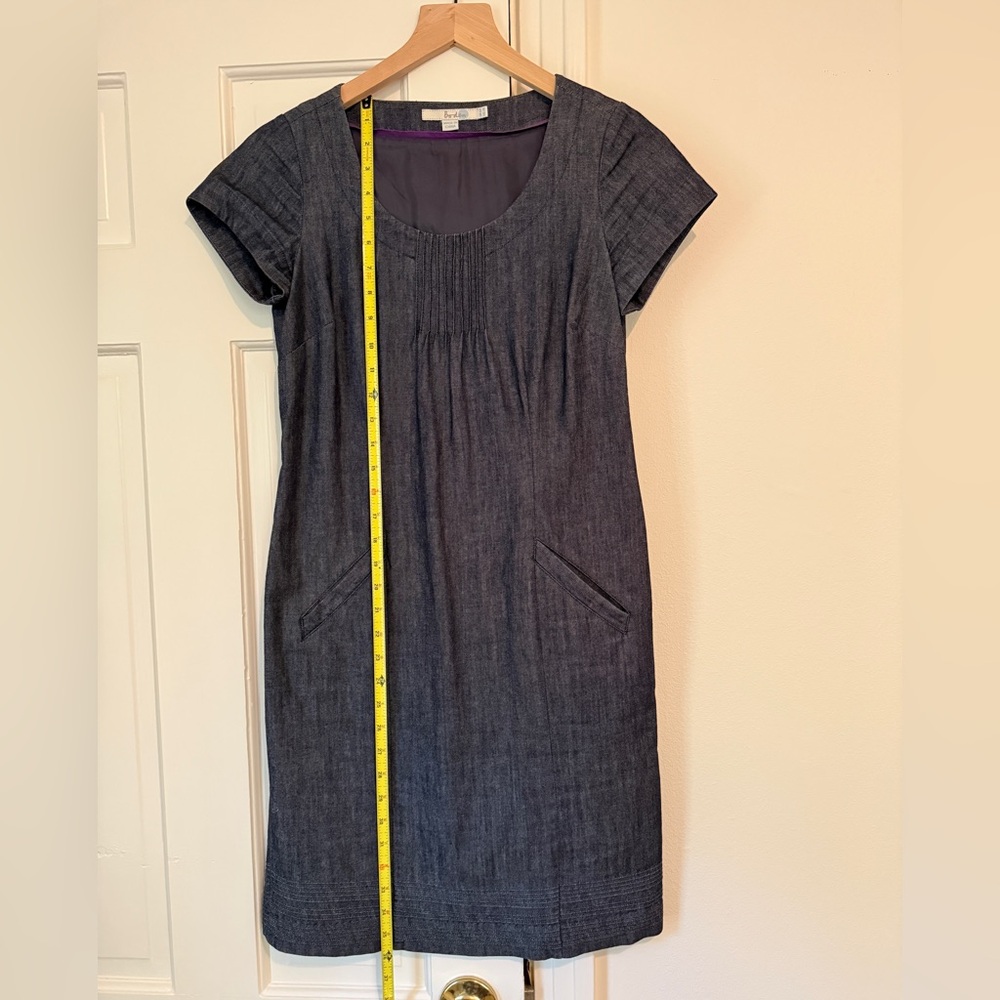 Boden Denim Cap Sleeve Sheath Dress Scoop Neck